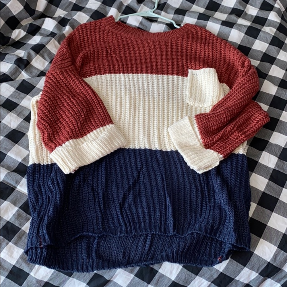 Cuffed Colorblock Pocket Sweater - Picture 2 of 5